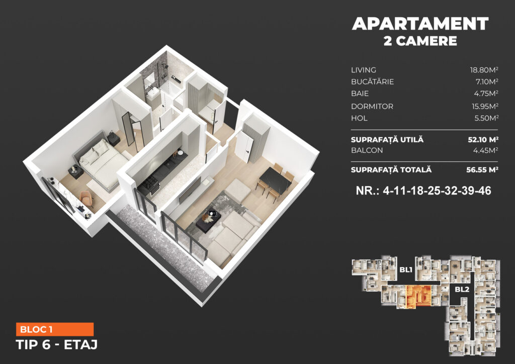 Apartament cu 2 camere langa pasarela Metrou Berceni, Strada Biruintei
