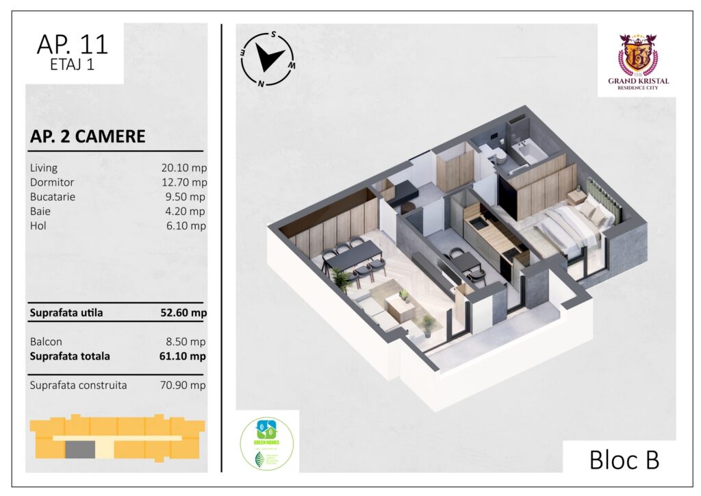 Apartament cu 2 camere, parc Tudor Arghezi, zona Rond Metro Berceni