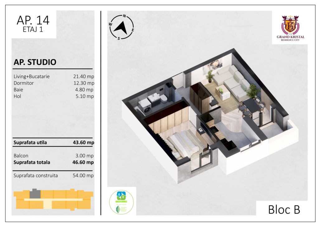 Apartament modern cu o camera, zona parc Tudor Arghezi, Sectorul 4
