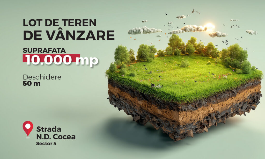 Teren intravilan 10.000 mp, deschidere 50 ml, N.D. Cocea, Sector 5