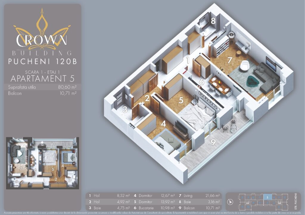 Apartament modern cu 3 camere, Str. Pucheni- Sectorul 5, locatie de top