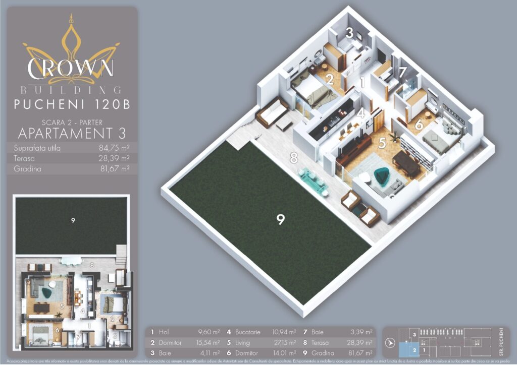 Apartament cu curte 81 mp, 3 camere, Sectorul 5, zona linistita