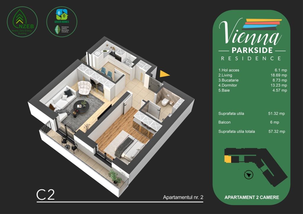Apartament 2 camere, rond Metro Berceni, Parc Tudor Arghezi, Sector 4
