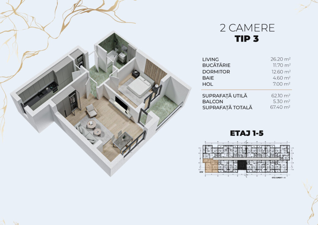 Apartament cu 2 camere, finisaje noi, Strada Biruintei, pasarela metrou Berceni
