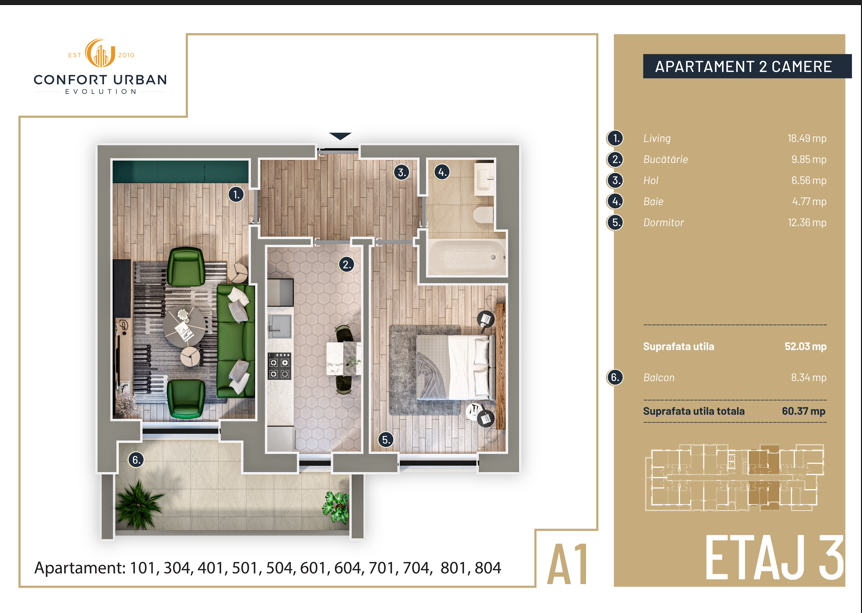 Apartament decomandat cu 2 camere, imobil nou in zona Sectorului 5 – Targ Pucheni