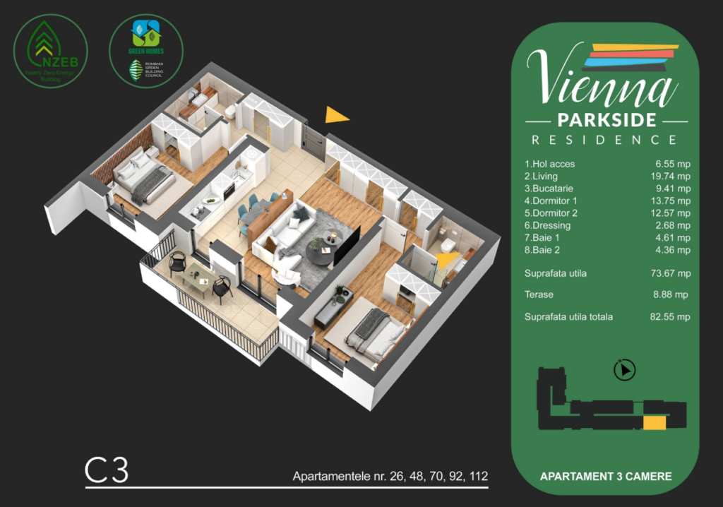 Apartament cu 3 camere, etaj intermediar, ansamblu rezidential premium, Bd. Metalurgiei
