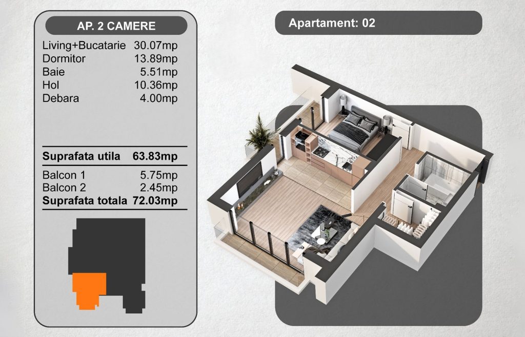 Apartament modern cu 2 camere, zona premium Sector 5, imobil nou, Marriott
