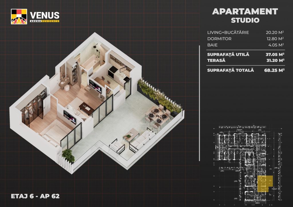 Apartament modern in ansamblu rezidential certificat verde, terasa ampla – Berceni Arena