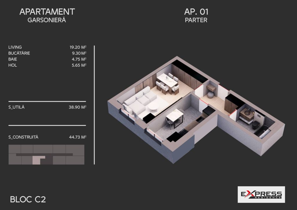Apartament cu o camera, ansamblu rezidential precertificat Green Homes – Parc Tudor Arghezi