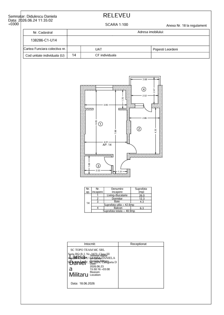 Apartament 2 camere, semidecomandat, proiect rezidential, zona pasarela Metrou Berceni, Ilfov