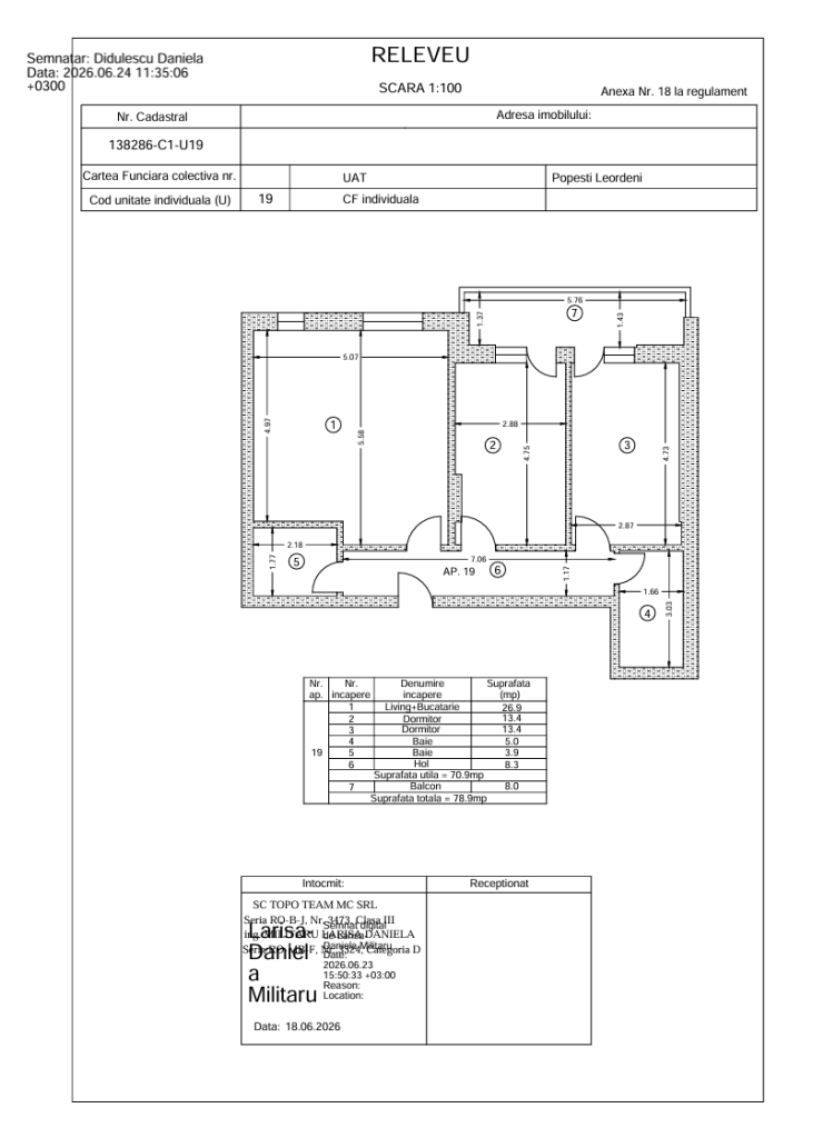 Apartament 3 camere, 78.9 mp, zona excelenta, pasarela metrou Berceni, Grand Berceni Residence