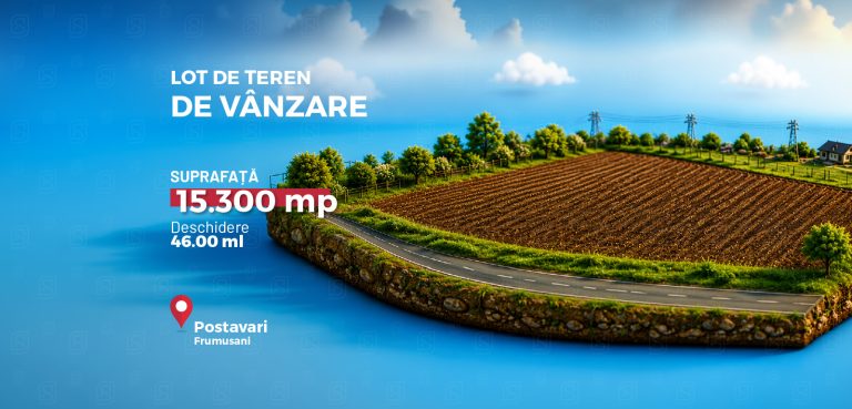 Teren intravilan de vânzare – 15.300 mp cu deschidere directă la DN4 | Frumușani – Postăvari